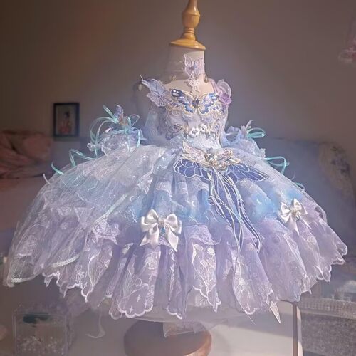 女童洛丽塔公主裙夏款紫色新款女宝宝公主裙蓬蓬裙连衣裙生日裙子