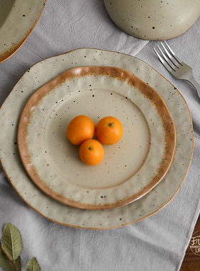 玩物志/小野系列/碗碟套装盘子粗陶陶瓷米饭碗复古家用菜盘火锅碗