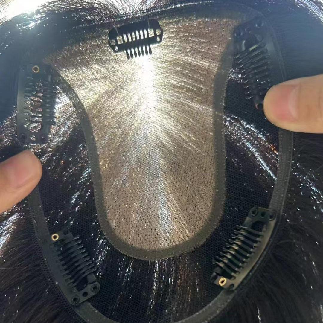 高端双递针真发假发片头顶补发片