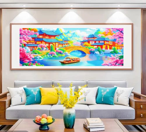 江南水乡拱桥版十字绣满绣36色2025新款线绣客厅风景中式简单新手