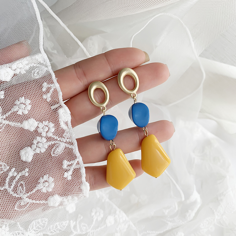 气质复古糖果几何菱形耳坠
