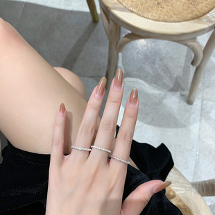 波光粼粼戒指轻奢精致个性素圈戒小众设计水波纹不规则指环冷淡风