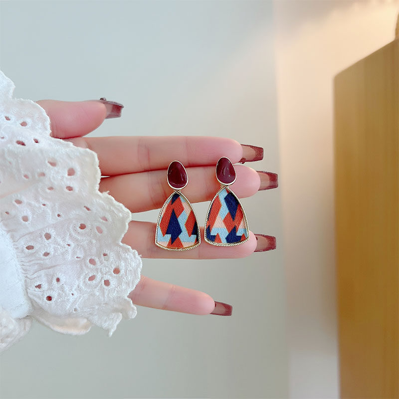 S925银针复古法式耳钉水滴拼接绒布耳环小众高级感潮耳夹女无耳洞,饰品/流行首饰/时尚饰品新,耳钉,淘宝优惠券,粉丝福利购,淘宝优惠卷