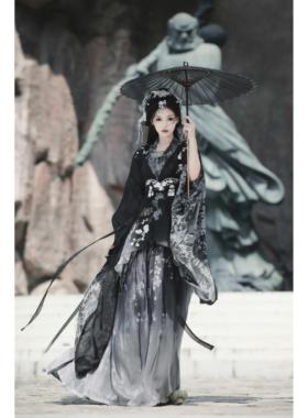 原创【不染尘】汉服女梅花重工刺绣南北朝江湖武侠魏晋清冷风套装