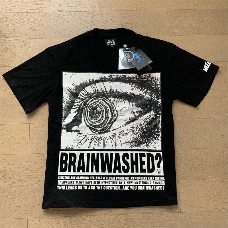 美式恶魔之眼字母印花T恤小众潮牌ins款高街嘻哈休闲宽松纯棉短袖