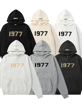 FOG ESSENTIALS字母1977印花美潮嘻哈高街情侣毛圈纯棉连帽衫卫衣