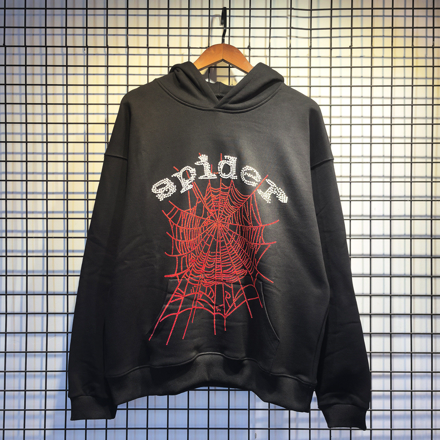 Young Thug美式潮牌Sp5der发泡印花蜘蛛网嘻哈街头纯棉连帽衫卫衣