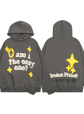 美潮BROKEN PLANET连帽衫字母发泡印花INS款嘻哈高街纯棉加绒卫衣