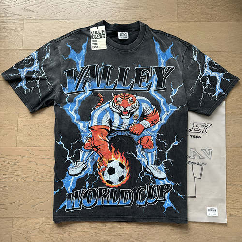 美式Vale Valley潮牌复古猛虎高街洗水做旧宽松高品质纯棉短袖T恤