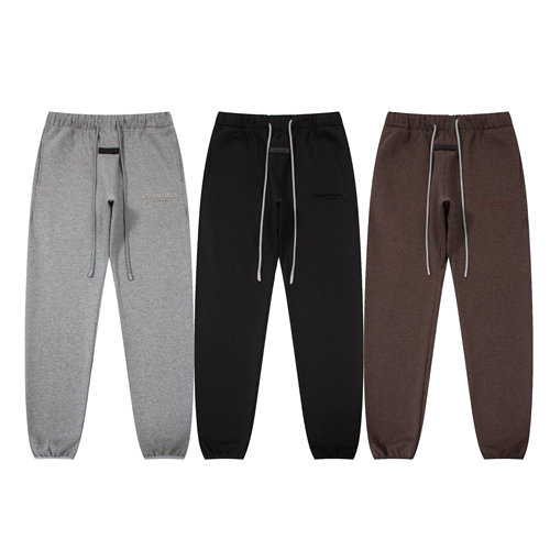 FEAR OF GOD ESSENTIALS美潮硅胶字母INS款高街宽松加绒束脚长裤