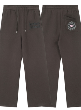 BROKEN PLANET美式徽标发泡印花加绒休闲裤潮牌嘻哈高街直筒长裤