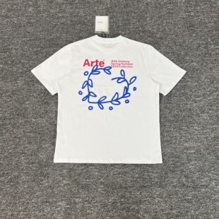 百搭宽松情侣上衣T恤衫 高街纯棉短袖 潮牌Arte树叶印花INS同款 美式