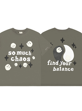 潮牌BROKEN PLANET美式发泡字母印花嘻哈高街休闲纯棉圆领短袖T恤