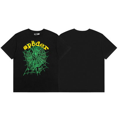 潮牌Sp5der美式蜘蛛网印花YoungThug男女嘻哈高街宽松纯棉短袖T恤