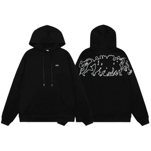 潮牌Arte美式 跑步小人印花INS嘻哈高街情侣纯棉毛圈套头连帽卫衣