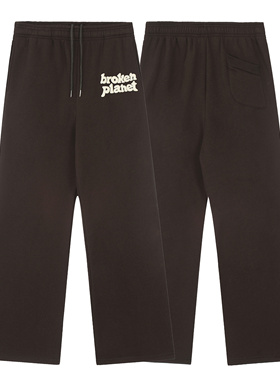 潮牌BROKEN PLANET发泡字母印花ins款加绒直筒长裤嘻哈高街休闲裤