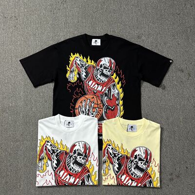 WARREN LOTAS肌肉骷髅人印花潮牌嘻哈高街夏T恤宽松纯棉圆领短袖