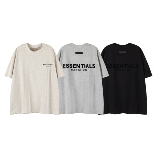 FOG ESSENTIALS美式植绒字母新款26ss潮牌嘻哈宽松纯棉短袖T恤衫