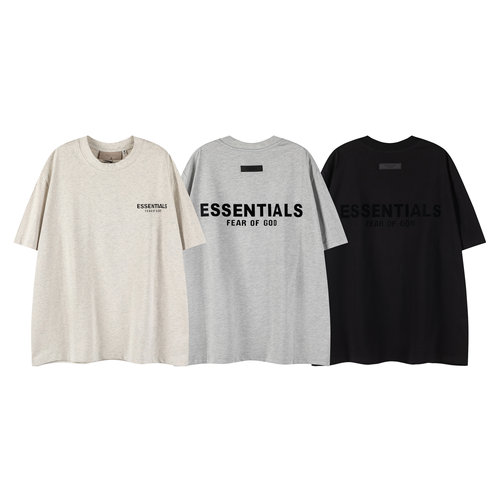 FOG ESSENTIALS美式植绒字母新款26ss潮牌嘻哈宽松纯棉短袖T恤衫