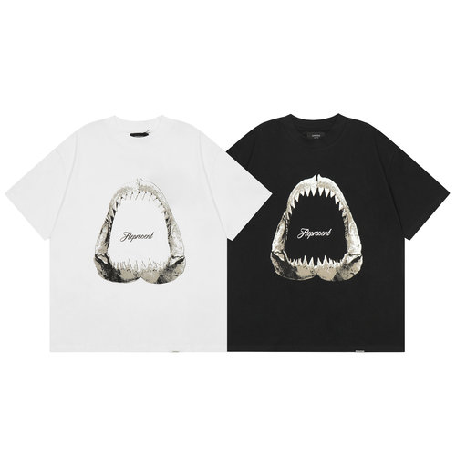 Represent鲨鱼牙齿字母印花ins美式潮牌嘻哈高街纯棉圆领短袖T恤