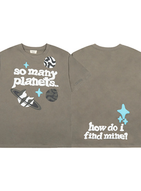 BROKEN PLANET发泡字母印花刺绣标潮牌嘻哈高街纯棉圆领短袖T恤衫