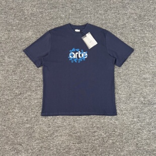 纯棉短袖 潮牌Arte花卉字母刺绣印花美式 INS高街休闲宽松情侣T恤衫