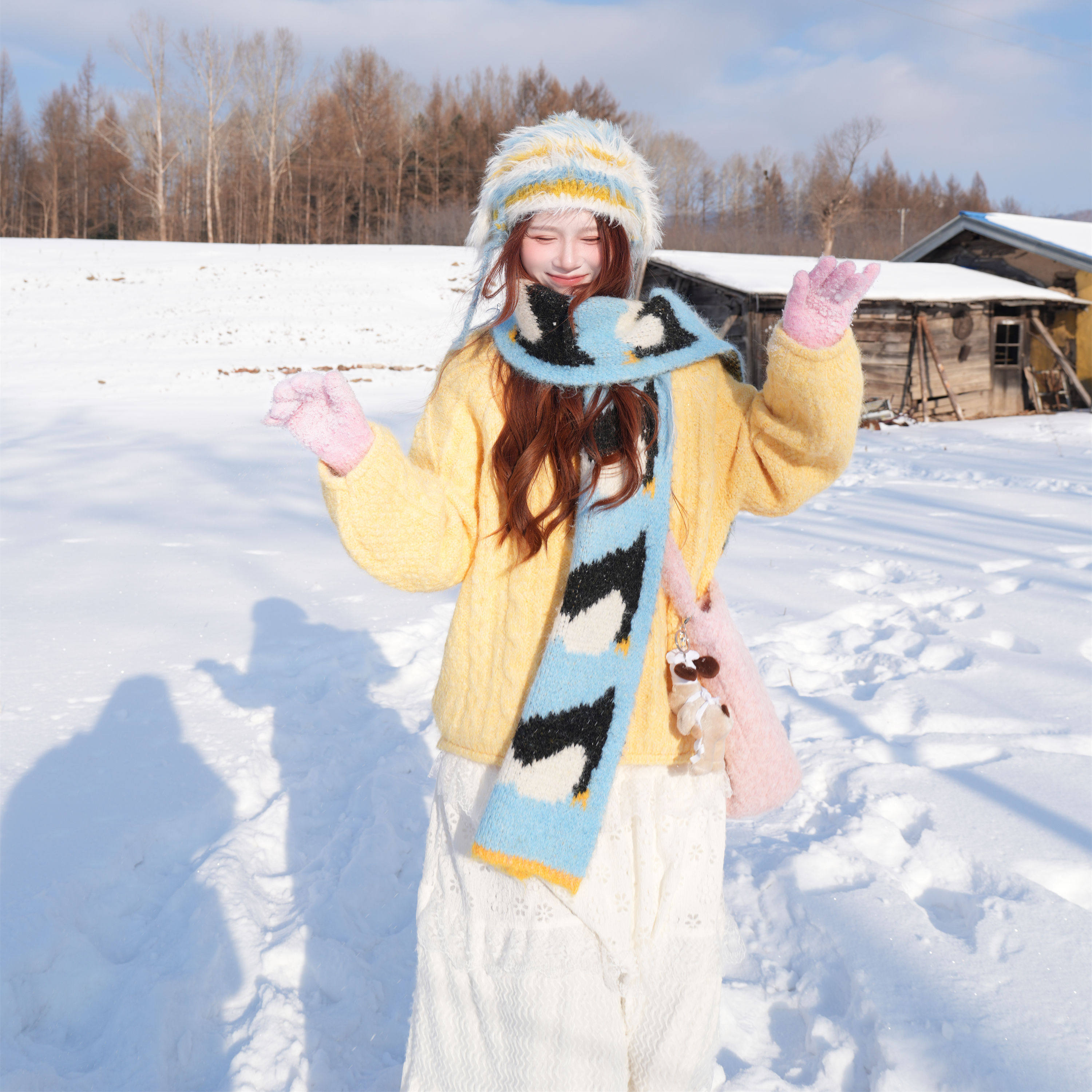 黄色复古套头毛衣女秋冬季百搭宽松长袖韩版慵懒ins风上衣针织衫