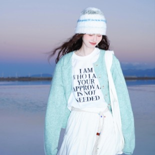 复古绿色小个子毛衣开衫盐系慵懒秋季新款宽松显瘦ins风针织外套