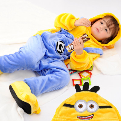 Dinosaur Clothes Children Flannel Autumn and Winter Toddler Boy Animal Pajamas Panda Female Siamese Boys Big Boy