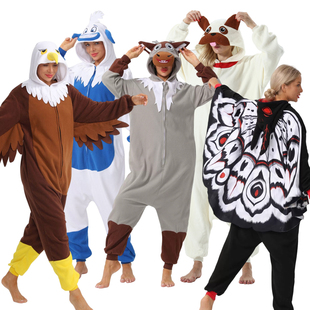垮境COS人偶卡通老鹰天鹅人雪怪驯鹿动物动漫表演男女连体演出服