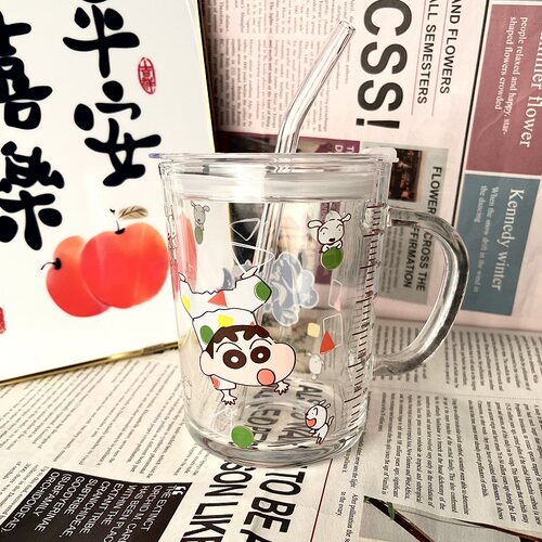把手玻璃杯子女生可爱家用高颜值咖啡果汁牛奶饮料杯办公室喝水杯