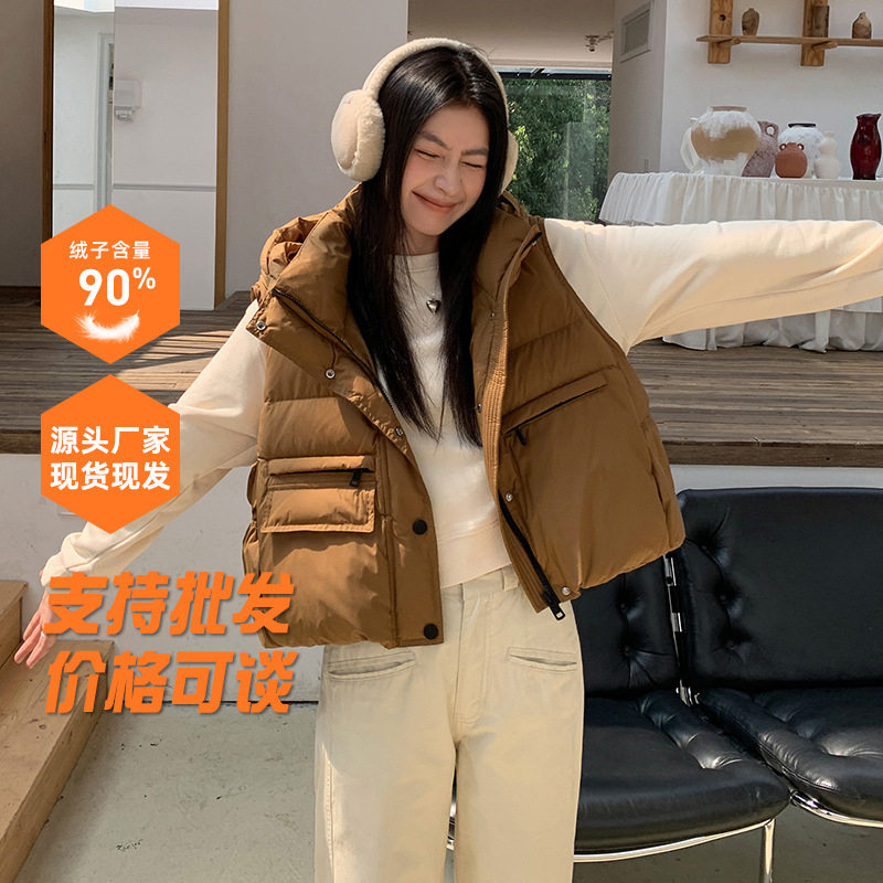 韩版2025冬季新款品牌羽绒马甲女连帽短款休闲外穿马夹宽松高级感