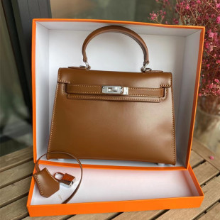 2026款 单肩斜跨手提休闲小方包真皮女包 二代凯利平纹牛皮时尚