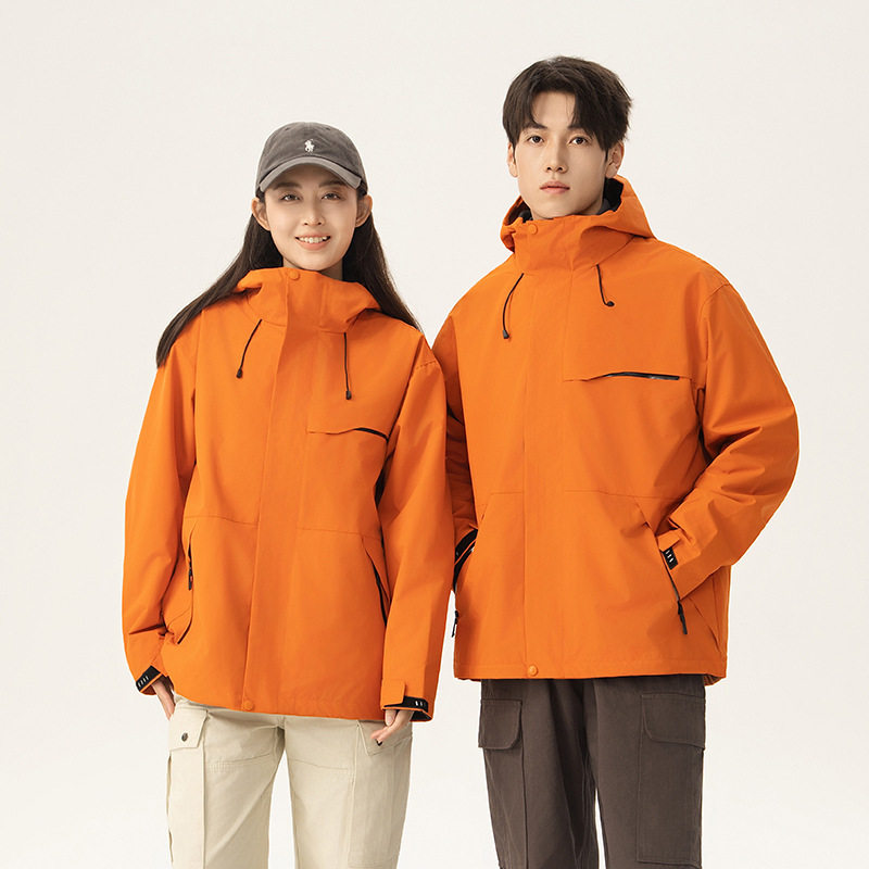 户外登山冲锋衣三合一外套男两件套印制logo一件代发