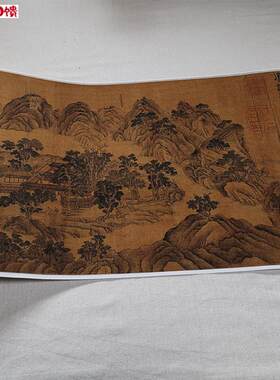 1:0.7清 冯湜O 彷王摩诘意 玉壑潜舟图53x99cm墨侠冯仙湜真迹复