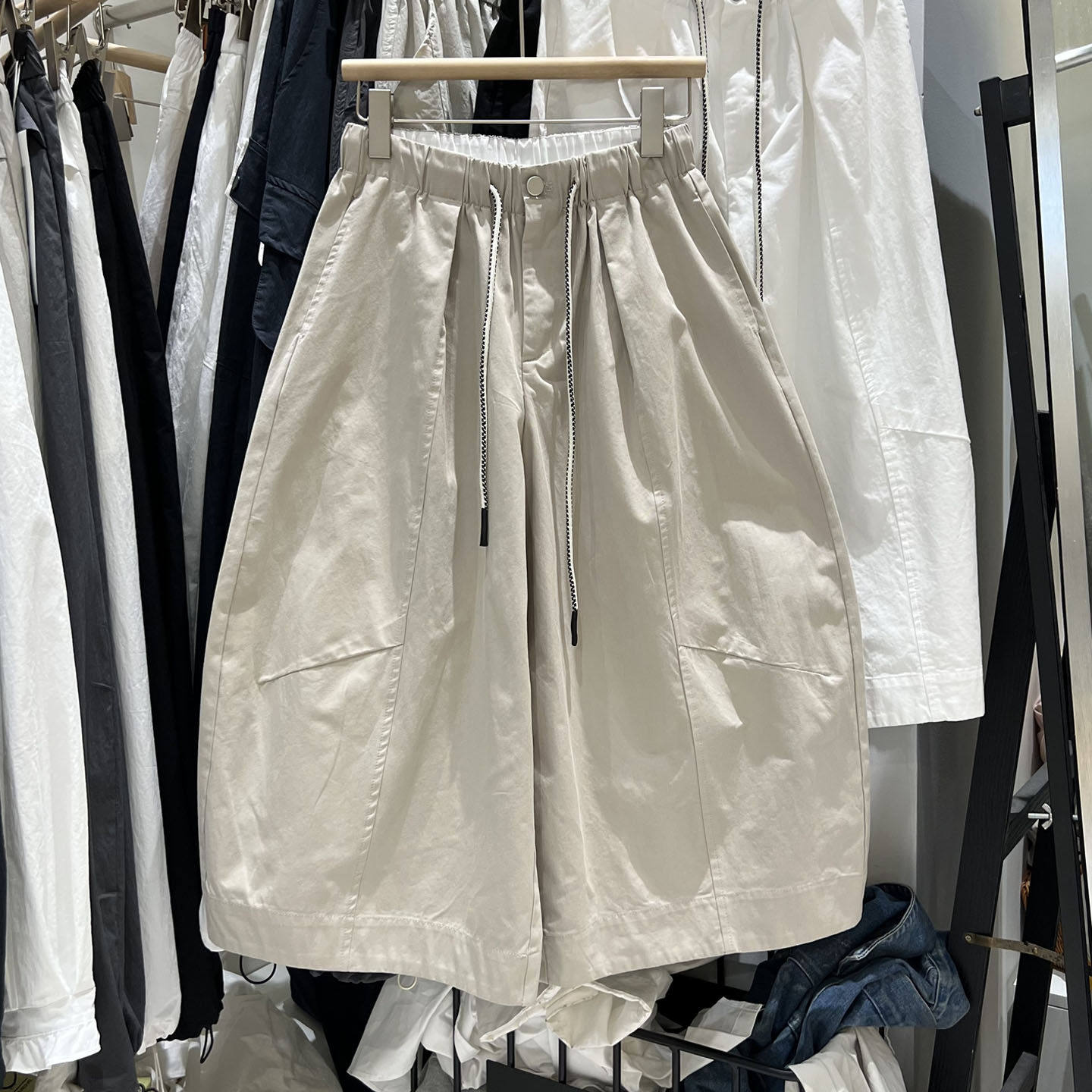 松紧腰宽松显瘦阔腿休闲裤帅气工装短裤大码胖MM七分裤女士裤子夏