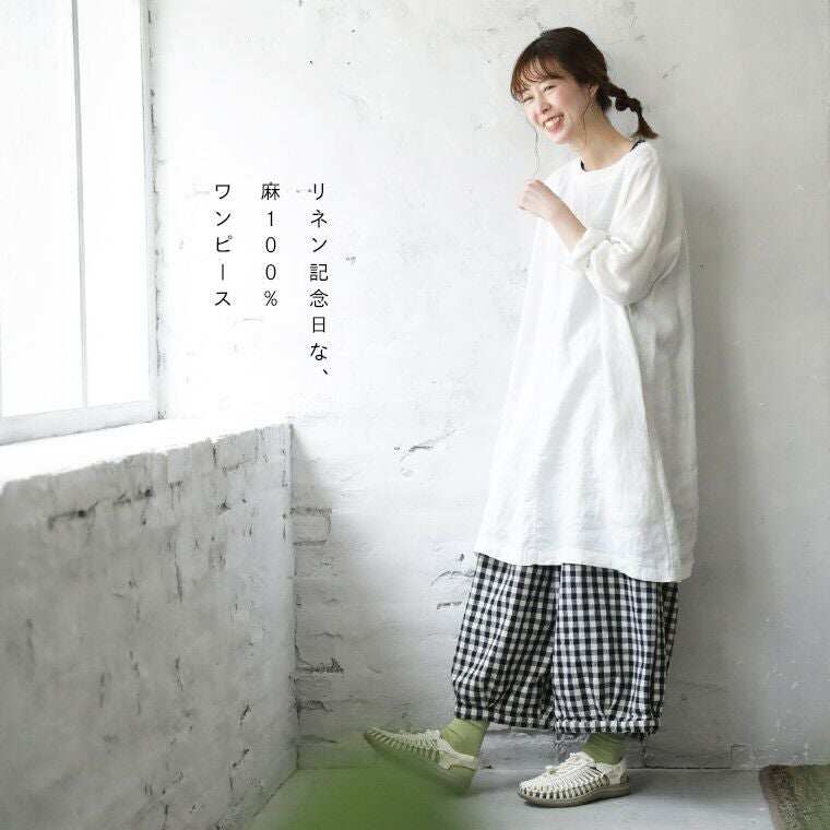 日系跨境棉麻圆领上衣2026夏季宽松七分袖大码女装透气中长款T恤