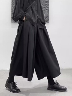 春夏季 情侣裙裤 大码 休闲裤 潮 200斤中性设计款 日系日潮宽松阔腿裤