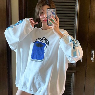 韩国chic2026秋季新款女装慵懒风宽松bf卫衣女灯笼袖卫衣慵懒上衣