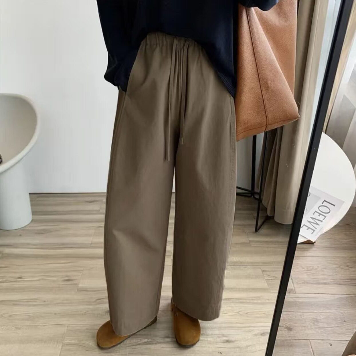 胖MM新款大码女装小个子九分阔腿裤女气球休闲裤子2026春季新品