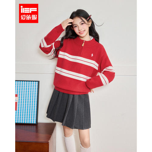 MINIIEF【爱依服童装】2026秋冬新款毛衣休闲运动女童简约上衣