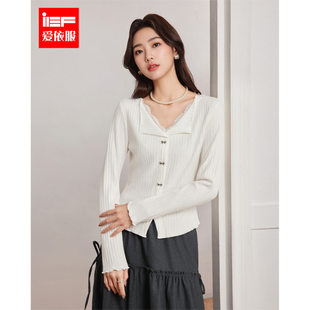 IEF/爱依服2026春季新款法式温柔小女人气质蕾丝花边设计修身上衣