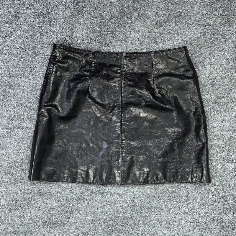 真皮皮裙女牛皮油蜡短裙高腰半身裙2025秋季新款显瘦A字裙包臀裙