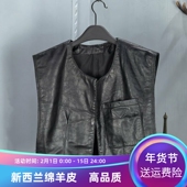 新款 真皮圆领绵羊皮马夹女无扣短款 无袖 2025秋季 坎肩修身 百搭背心