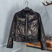 时尚 真皮立领牛皮油蜡皮衣女短款 机车夹克外套显瘦 新款 2026春季