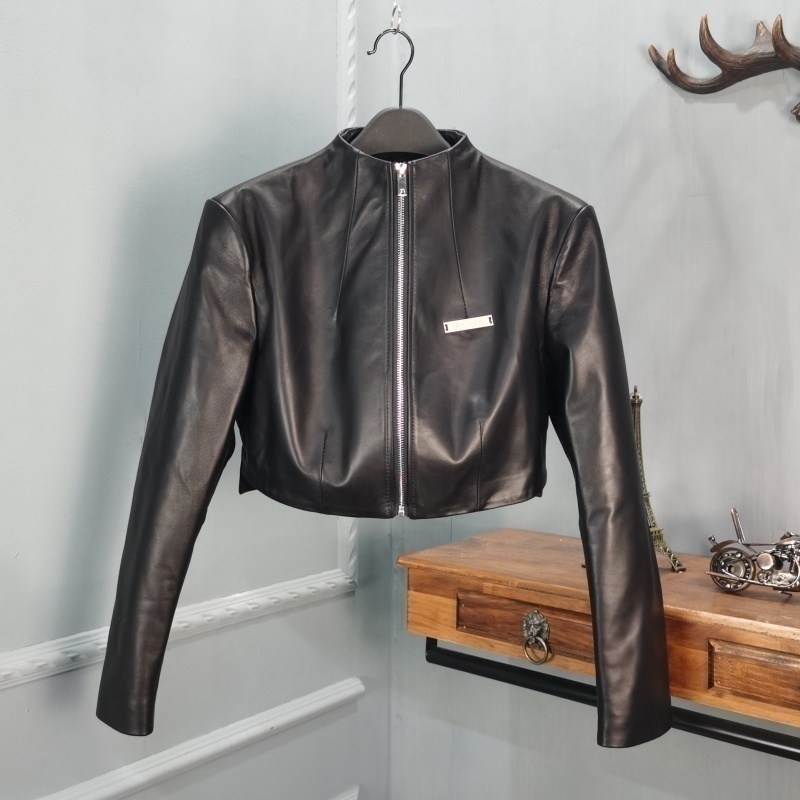 欧品唯格街头超短款羊皮短外套