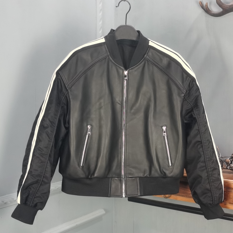 欧品唯格宽松型通勤短款皮衣