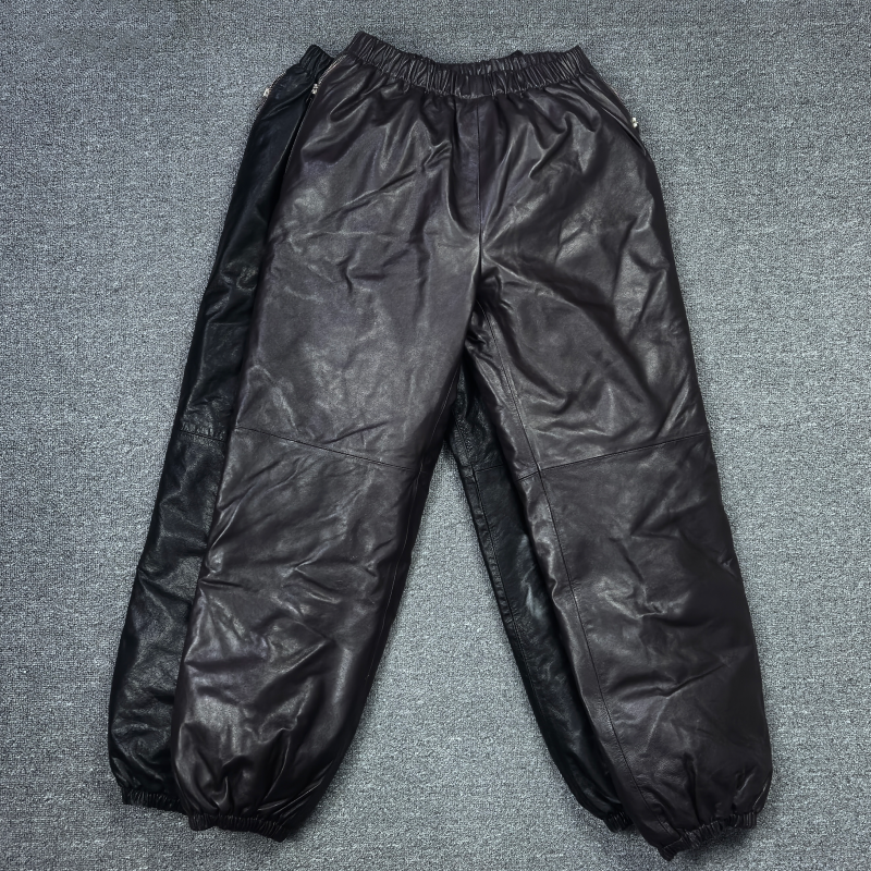 2025冬季新款真皮皮裤女绵羊皮加厚羽绒裤时尚保暖松紧腰百搭