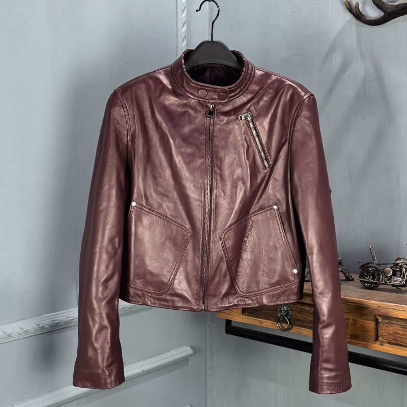 欧货2025秋季新款酷帅真皮绵羊皮皮衣女短款机车夹克外套小个子潮