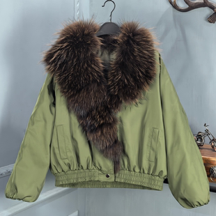 陈太太同款真皮羽绒服女2026秋季新款狐狸毛领短款派克服